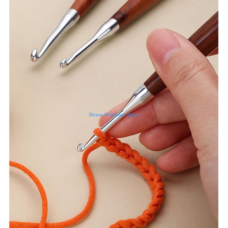 F68E 8Pcs Wooden Handle Croche - огляд і ціна Wooden Crochet Hooks Ergonomic Handle