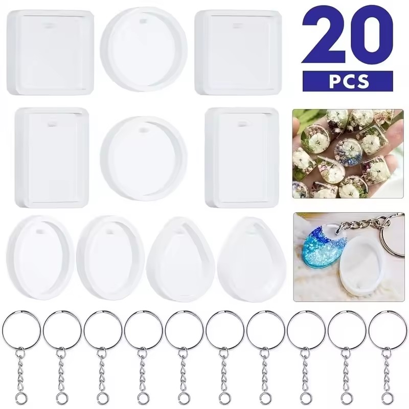 20Pcs/Set DIY Keychain Pendant - огляд і ціна Silicone Epoxy Resin Molds Set